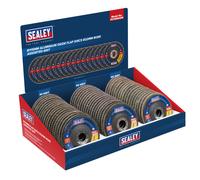 Sealey 115Mm Aluminium Oxide Flap Discs Assorted Grit 22Mm Bore - Display Box Of 60