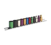 Sealey 12 Pcs Multi-Coloured Socket Set 1/4" Square Drive Walldrive Metric Ak282