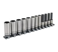 Sealey AK2744B Socket Set 12Pc 3/8inSq Drive Deep Lock-On™ 6Pt Metric - Black Series
