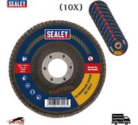 Sealey 120Grit Flap Discs Aluminium Oxide 115mm 22mm Bore - Pack of 10