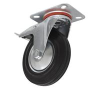 Sealey 125mm Castor Wheel Swivel Plate With Brake 100Kg Load Capacity Scw1125Spl