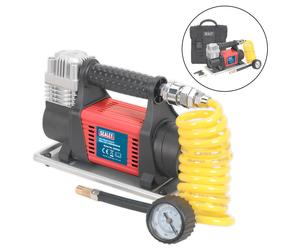 SEALEY 12V Car Bike Digital Tyre Inflator Mini Air Compressor Pump & Bag MAC04