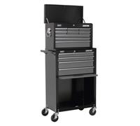 Topchest & Rollcab Combination 13 Drawer with Ball-Bearing Slides - Black/Grey
