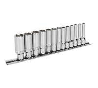 Socket Set 13pc 1/4"Sq Drive Deep Lock-On? 6pt Metric