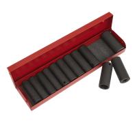 Sealey 13 Piece 3/8" Drive Deep Hexagon Impact Socket Set Metric and Imperial