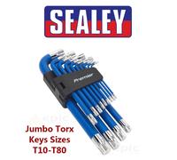 Sealey 13 Piece JUMBO Big T10-T80 TORX TRX STAR Tamperproof Security Set,AK7188