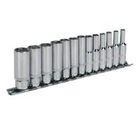 Sealey 13 Pieces 1/4" Square Drive Deep Walldrive Socket Set Silver Ak2692
