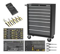 Sealey 136 Piece Hand Tool Kit in 8 Drawer Roller Cabinet Black / Grey