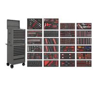 Sealey 14 Drawer Superline Pro Roller Cabinet Combo and 447 Piece Tool Kit Grey