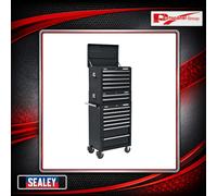 Sealey 14 Drawers Topchest Mid-Box Rollcab Ball Bearing Slides Black APSTACKTB