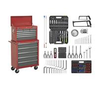 Topchest & Rollcab Combination 14 Drawer with Ball-Bearing Slides - Red/Grey & 281pc Tool Kit