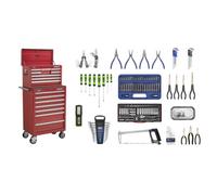 Sealey 146 Pcs 15 Drawer Topchest & Rollcab Tool Kit Garage - Red Apcombobbtk57
