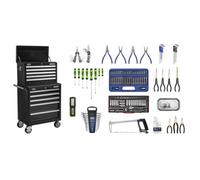 Sealey 146 Pieces 10 Drawers Topchest & Rollcab Tool Kit - Black Apcombobbtk56