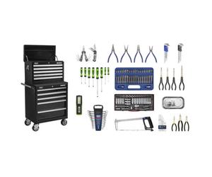 Sealey 146 Pieces 10 Drawers Topchest & Rollcab Tool Kit - Black Apcombobbtk56