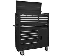 Sealey 15 Drawer Top Chest and Tool Roller Cabinet Combination Black