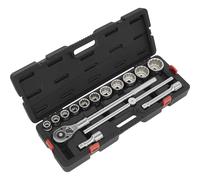 Sealey 3/4" Sq Drive 12-Point WallDrive® Socket Set - Metric, 15pc AK2583