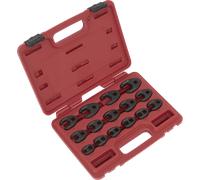 Sealey 15 Piece 3/8" Drive Crow Foot Spanner Set Black Metric