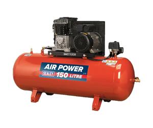 Sealey 150L Belt Drive 3Hp Compressor WIth Cast Cylinder Alloy Head Caps
