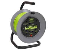 Sealey Cable Reel With Thermal Trip 4X 230V 15M Portable Durable Green Bcr153Tg