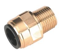 Straight Adaptor 15mm x 1/2"BSPT Brass (John Guest Speedfit® - MM011504N) | CAS1