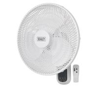 SEALEY SWF16WR 16" Wall Mounted 3-Speed Oscillating Cool Fan With Remote Control