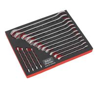 SEALEY SPANNER SET 16PC METRIC COMBINATION WRENCH RING OPEN IN EVA TRAY AK63255