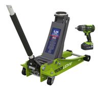 Sealey 2.2 Tonne Trolley Jack and 18v Cordless Impact Wrench Combo Kit Green