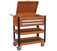 Sealey AP760MO Sealey AP760MO 2 Drawer Heavy-Duty Mobile Tool & Parts Trolley with Lockable Top - Orange, Orange