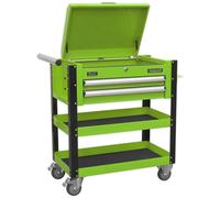 Sealey AP760MHV Heavy-Duty Mobile Tool & Parts Trolley 2 Drawers & Lockable Top - Green