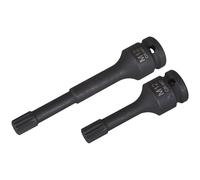 Sealey 2 Piece 1/2" Drive M12 Wheel Bearing Hub Spline Socket Bit Set for VAG Vehices 1/2"