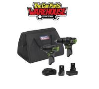 Sealey 10.8v Cordless Combi Drill and Impact Driver Kit 1 x 2ah & 1 x 4ah Li-ion Battery Charger Bag