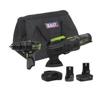 Sealey 10.8v Cordless Combi Drill and Multi Tool Kit 1 x 2ah & 1 x 4ah Li-ion Battery Charger Bag