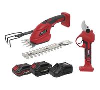 Sealey 20v SV20 2 Piece Cordless Garden Power Tool Kit 1 x 2ah & 1 x 4ah Li-ion Charger