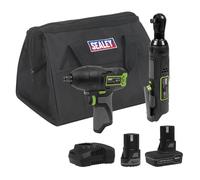 Sealey 2 X Sv10.8 Series Cordless Power Tool Kit 10.8V - 2 Batteries & Euro Plug