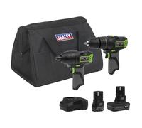 Sealey 2 X Sv10.8 Series Power Tool Kit 10.8V - 2 Batteries & Euro Plug