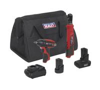 Sealey CP1200 12v Cordless 2 Piece Power Tool Kit 1 x 1.5ah & 1 x 3ah Li-ion Charger Bag