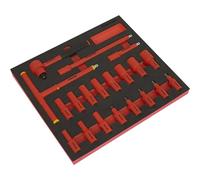 Sealey TBTE02 Insulated Socket Set With Tool Tray 20Pc 3/8inSq Drive 6Pt Walldrive® Vde Approved