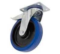 Sealey Swivel Castor Wheel Heavy-Duty Blue Elastic Rubber with Total Lock 200mm