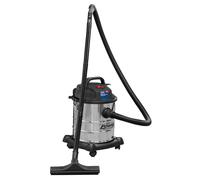 Sealey 20Litres Wet & Dry Vacuum Cleaner 1250W Stainless Bin Lightweight PC195SD