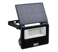 Sealey 20W SMD LED Extra-Slim Solar Floodlight with Wall Bracket - LED20S, Black