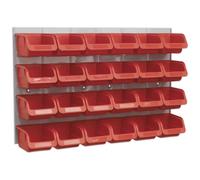 24 Sealey TPS130 Parts Storage Box/Bins + Panel For Garage/Workshop/Shed RED
