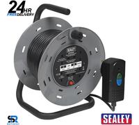 Sealey 25m Cable Reel BCR25RCD - 4x230V + Thermal Trip + RCD Plug