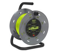 Sealey 25m Cable Reel with Thermal Trip 4 x 230V - Hi-Vis Green