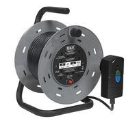 Sealey 25m Cable Reel with Thermal Trip & RCD Plug 4 x 230V BCR25RCD