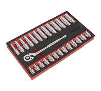 Sealey Ratchet Wrench & Socket Set AK66723 27pc 1/2" Sq Drive Foam Module