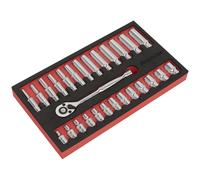 Sealey Ratchet & Socket Set AK66721 27pc 1/4" Sq Drive Foam Module
