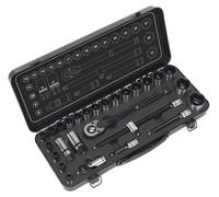 Sealey 28 Pcs 1/2" Square Drive 6 Point Walldrive Black Series Socket Set Ak7972