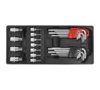 Sealey Tbt07 Tool Tray with Hex/Ball-End Hex Keys and Socket Bit Set 29Pc