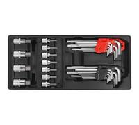 Sealey Tool Tray with Hex/Ball-End Hex Keys & Socket Bit Set 29 Piece