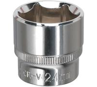 Sealey SP3824 Walldrive® Socket 24Mm 3/8inSq Drive Fully Polished